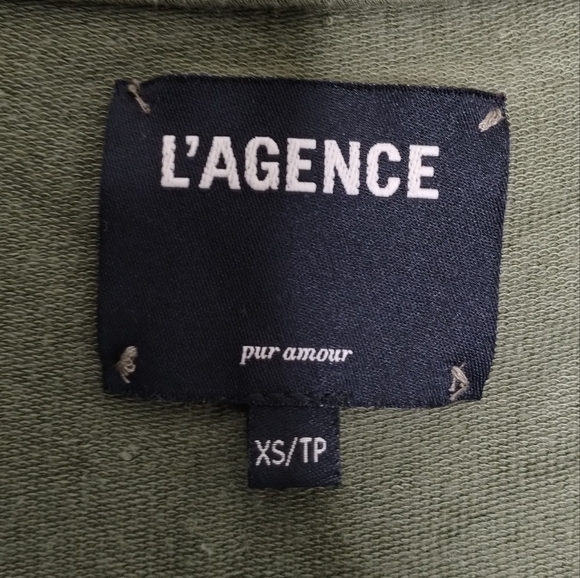 L'Agence Helena V-Neck Sweatshirt Olive Womens Size XS - Picture 2 of 7